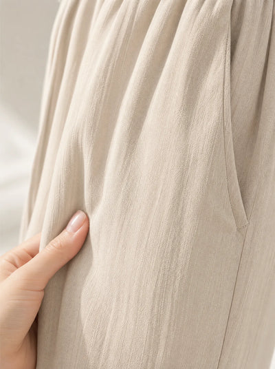 Tejido tacto lino del pantalon palazzo Olivella